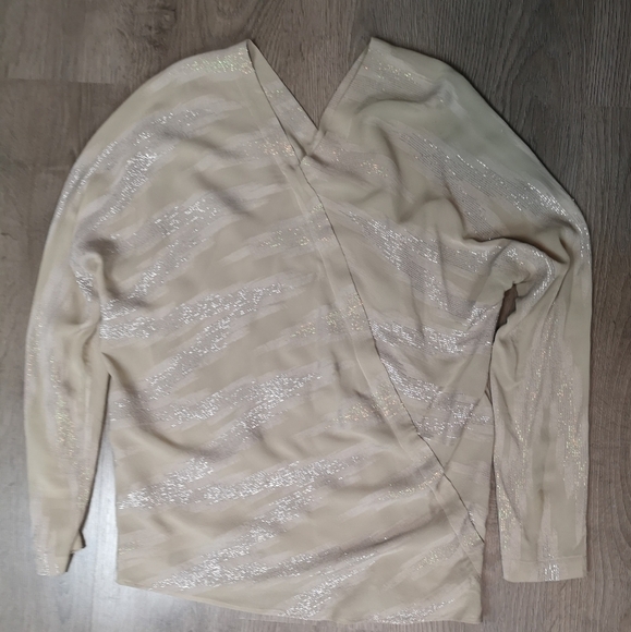 00s vintage vir-go' silk lurex animal print double v-neck bias cut blouse - Picture 1 of 6